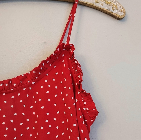 Anthropologie Red White Dot Midi Slip Dress by See Worn Kept Size 2 - Picture 5 of 11